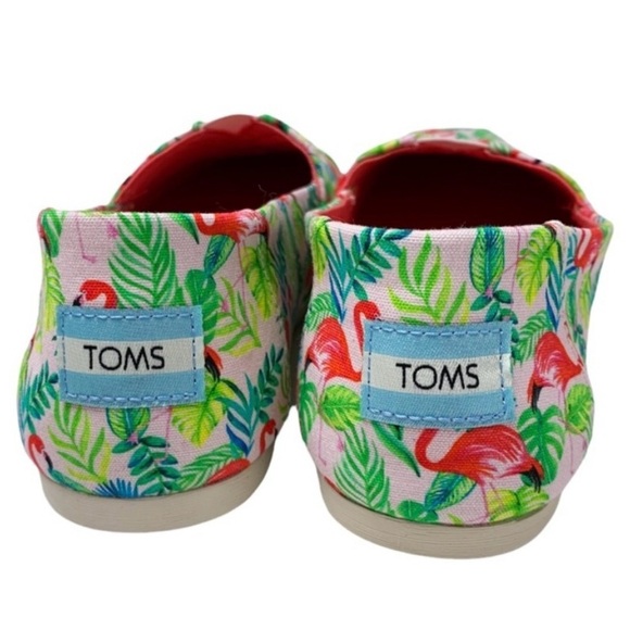 Toms Women’s Alpargata Pink Pearl Paper Source Flamingos Print Shoes Size 8 NWT - Picture 6 of 8
